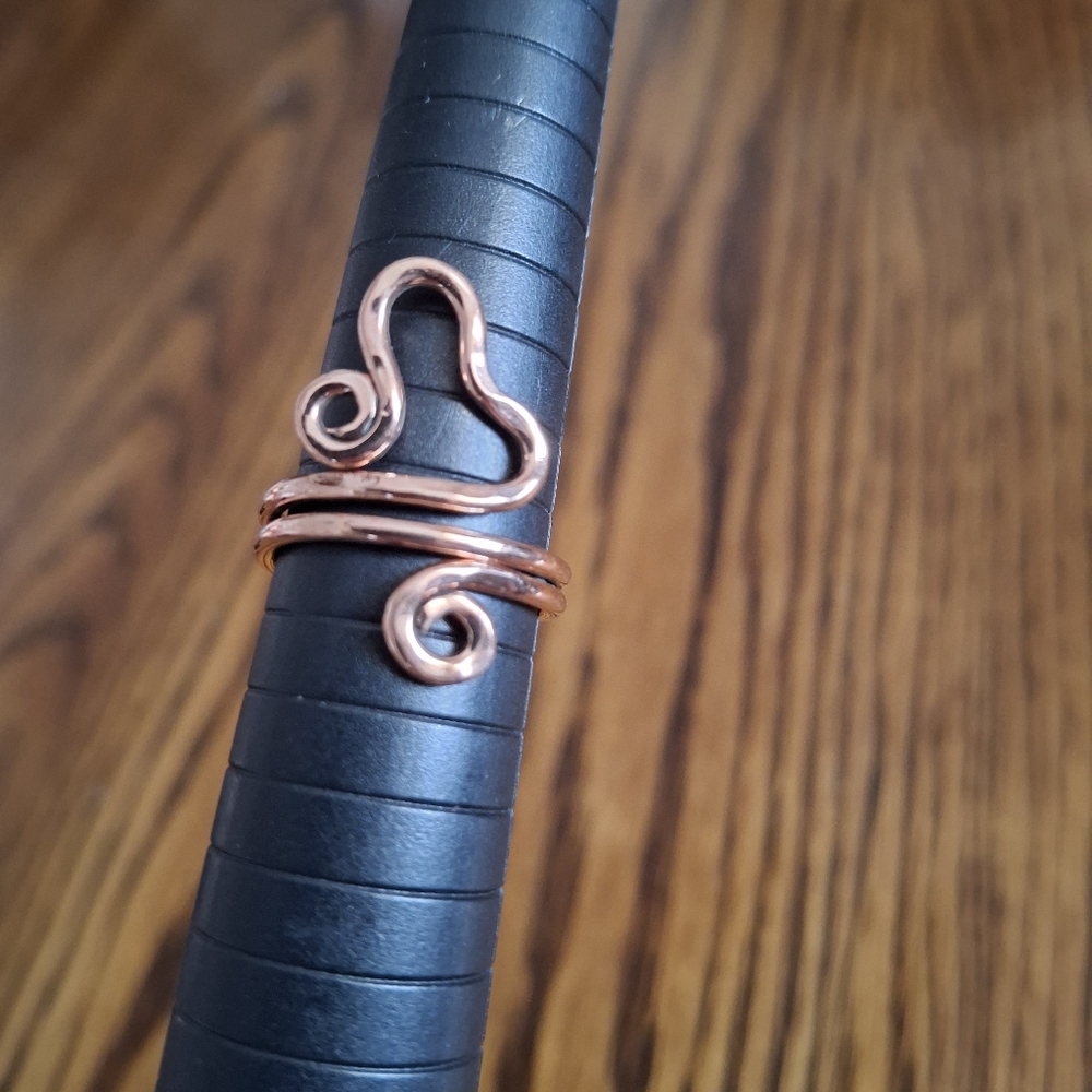 Heart Shaped Copper Wire Wrapped Ring Handmade Size 6